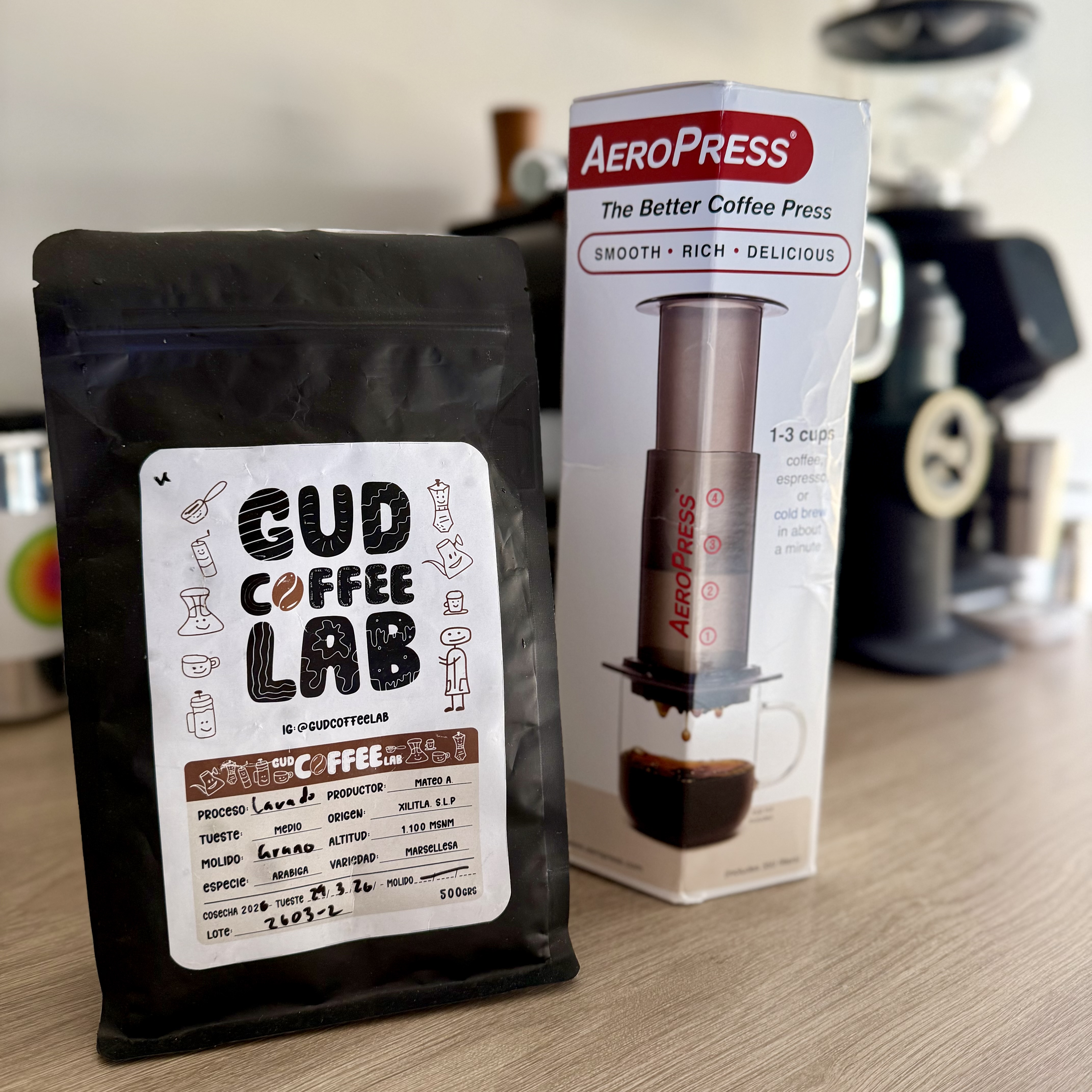 Marsellesa coffee from Gud Coffee Lab brewed with an AeroPress